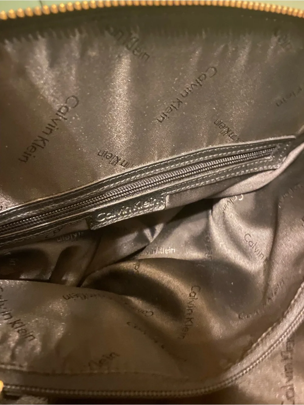 Calvin Klein Black and Brown Leather Contrast Tote